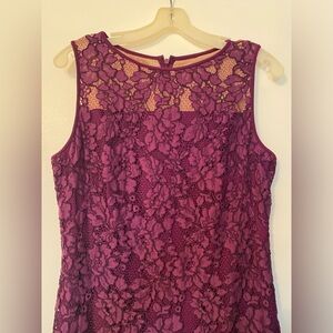 Lauren Purple Lace Sleeveless Cocktail Dress